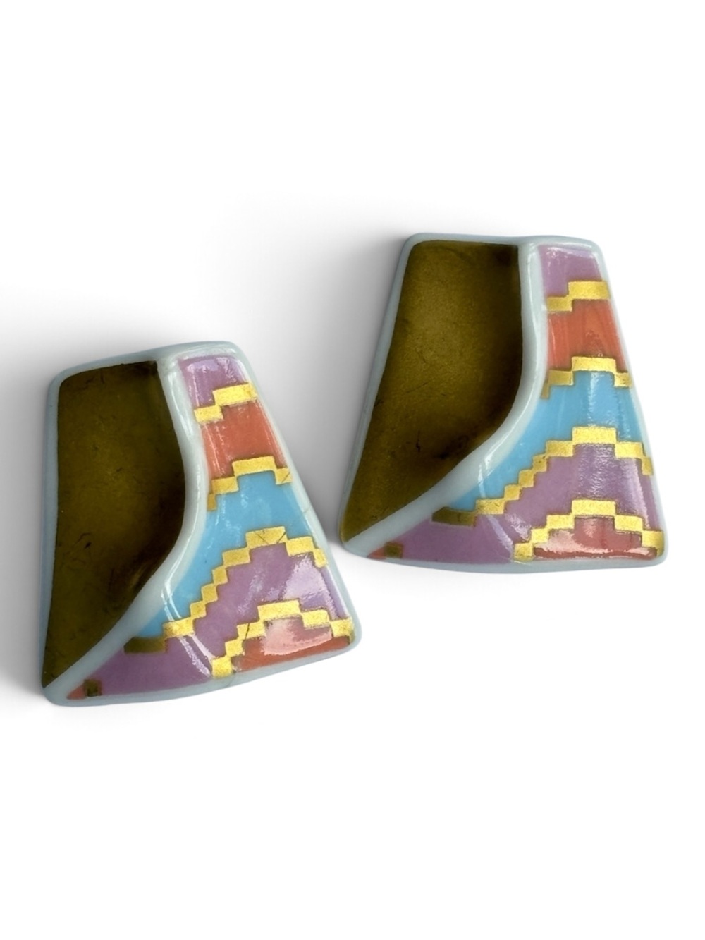 Vintage Rosenthal Studio-Line Johan van Loon Porcelain Clip-On Earrings Germany